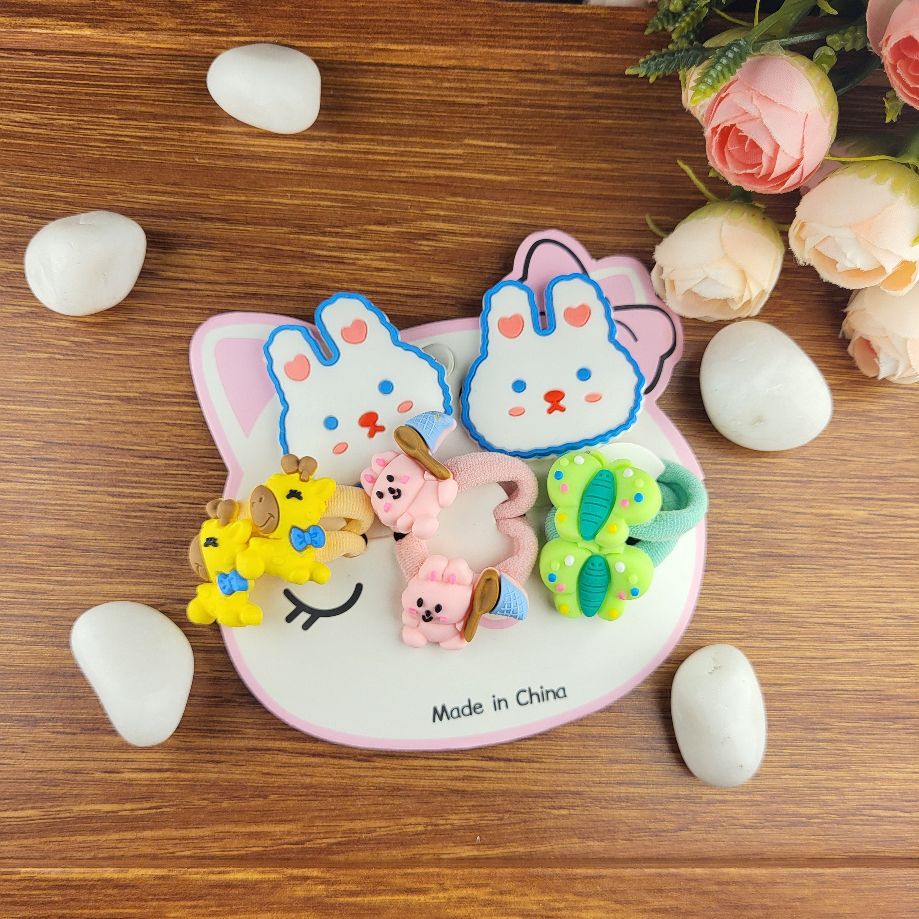 Cute Cartoon Hair Ties and Clips Set for Girls