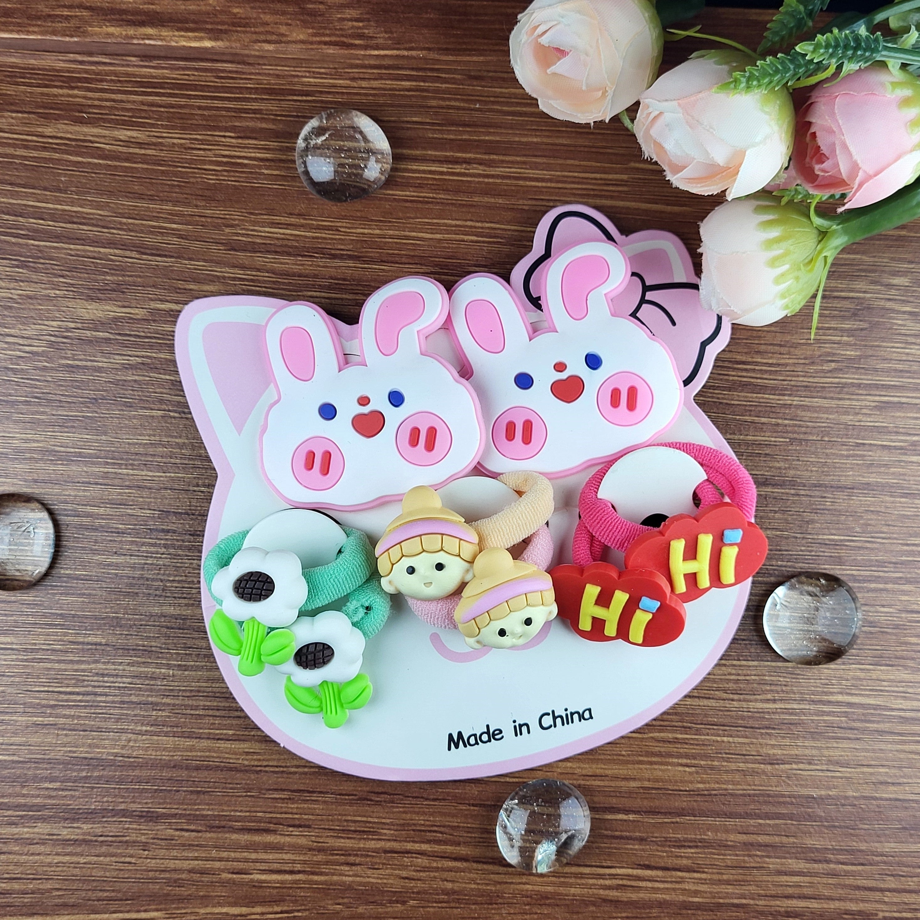 Cute Cartoon Hair Ties and Clips Set for Girls