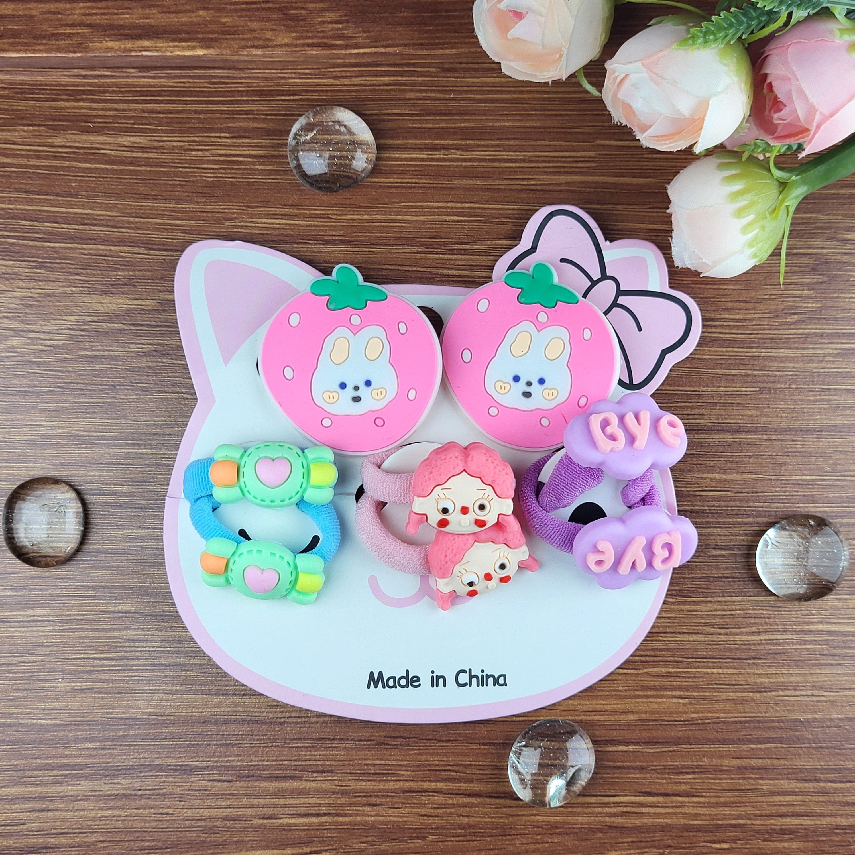 Cute Cartoon Hair Ties and Clips Set for Girls