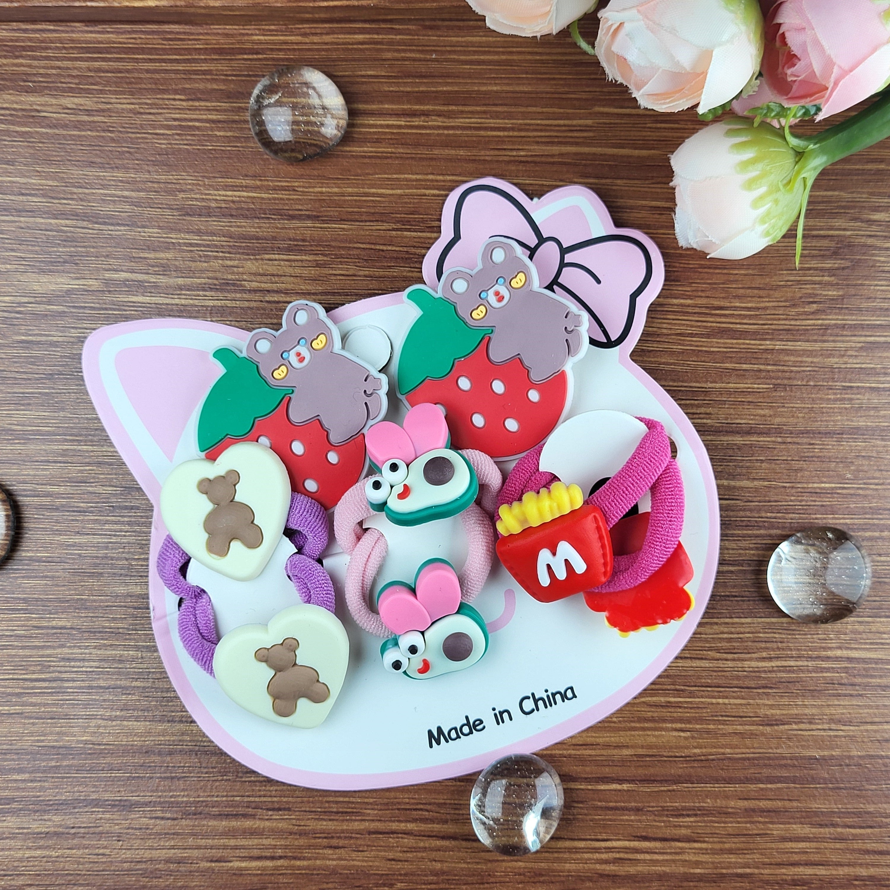 Cute Cartoon Hair Ties and Clips Set for Girls