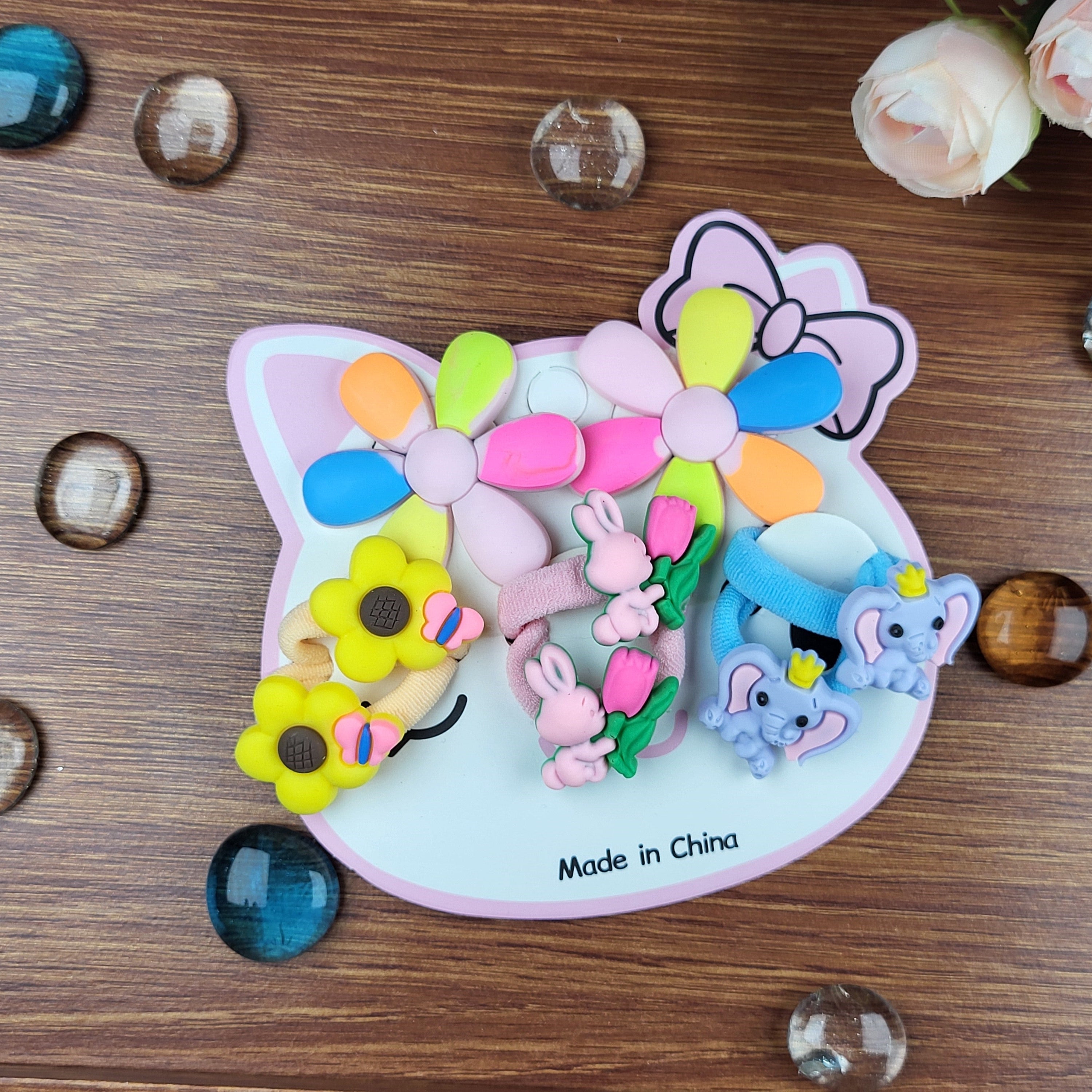 Cute Cartoon Hair Ties and Clips Set for Girls