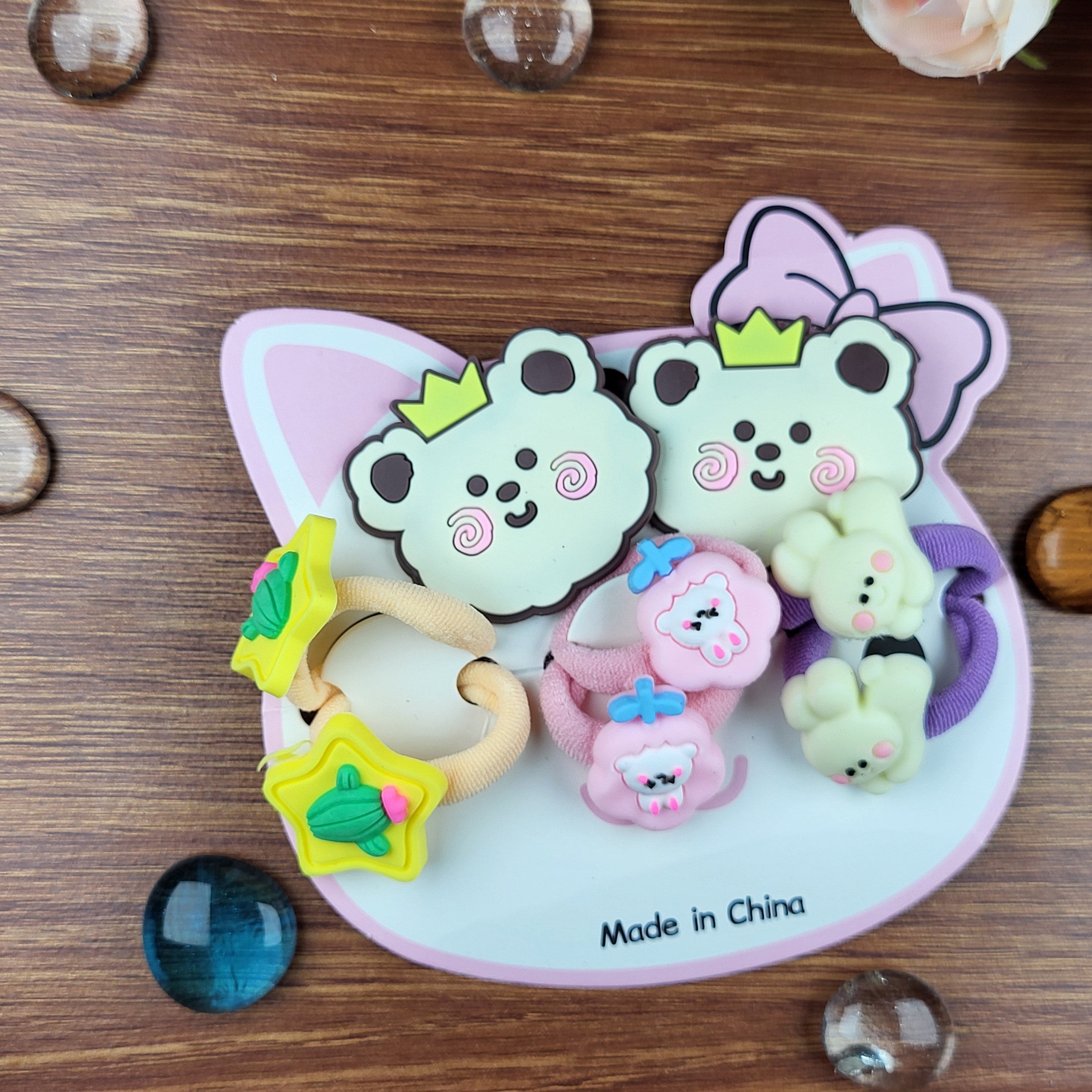 Cute Cartoon Hair Ties and Clips Set for Girls