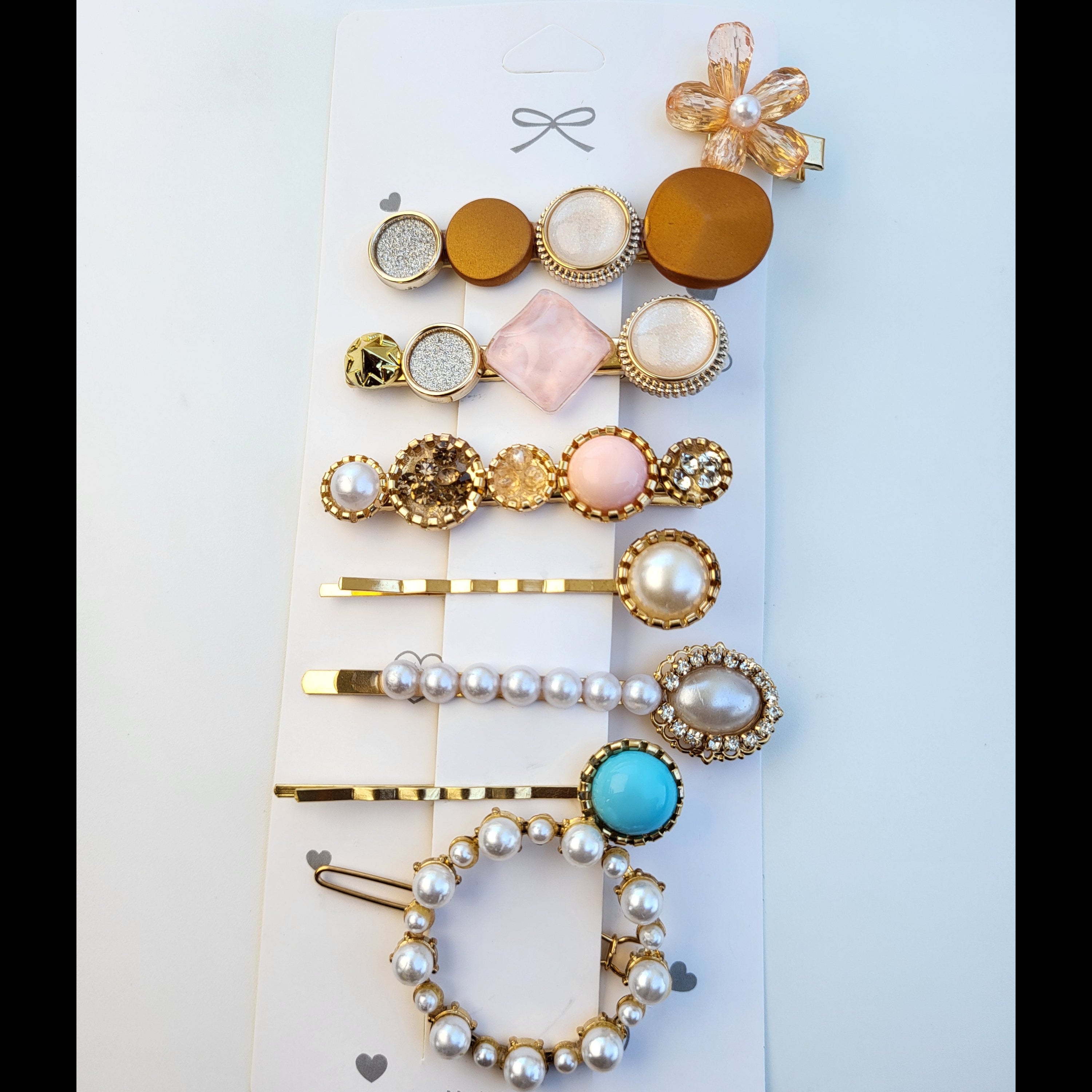 Elegant Korean Style Hair Pins Combo (Pack of 8 Designs)