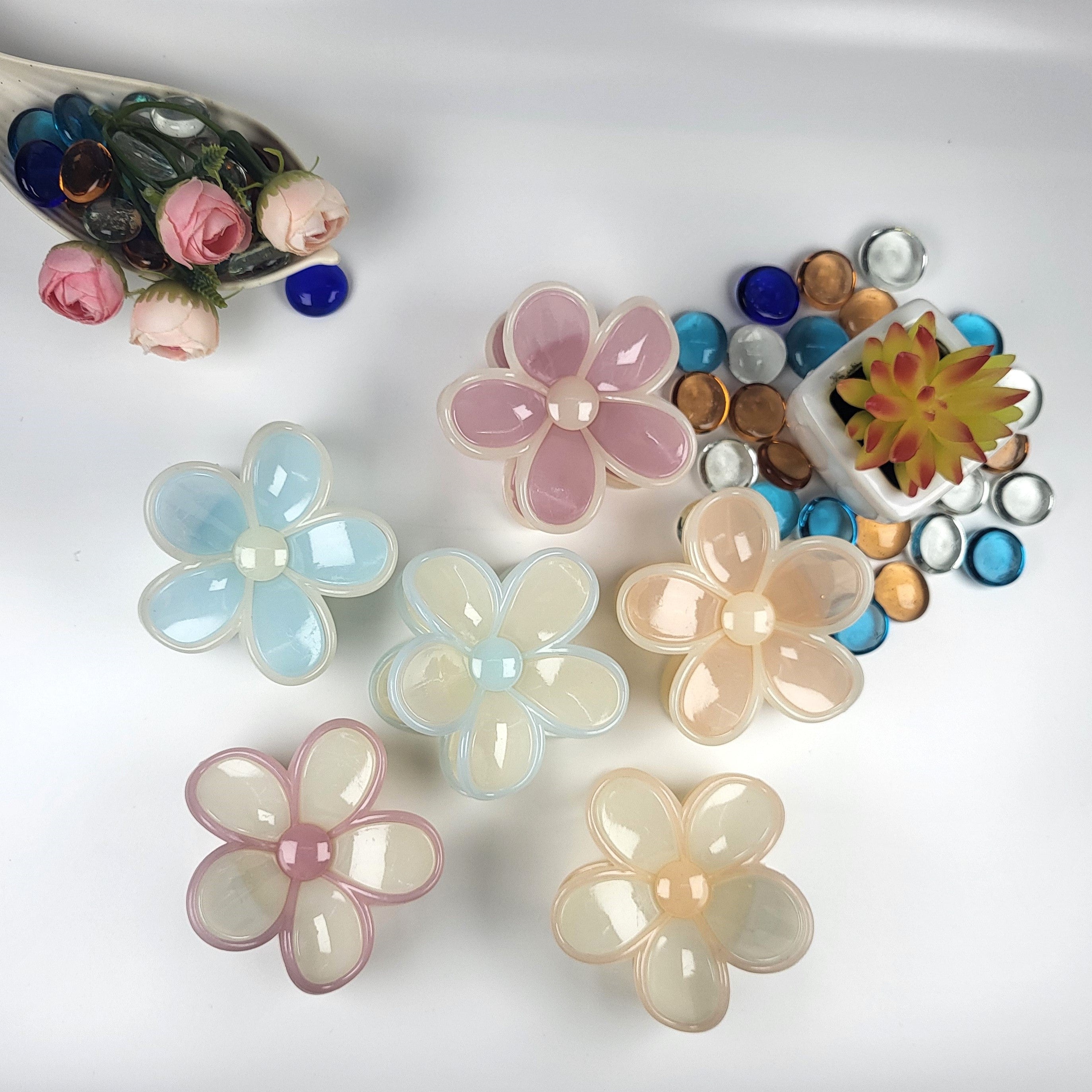 Korean Flower Hair Claw Clip For Women And Girls