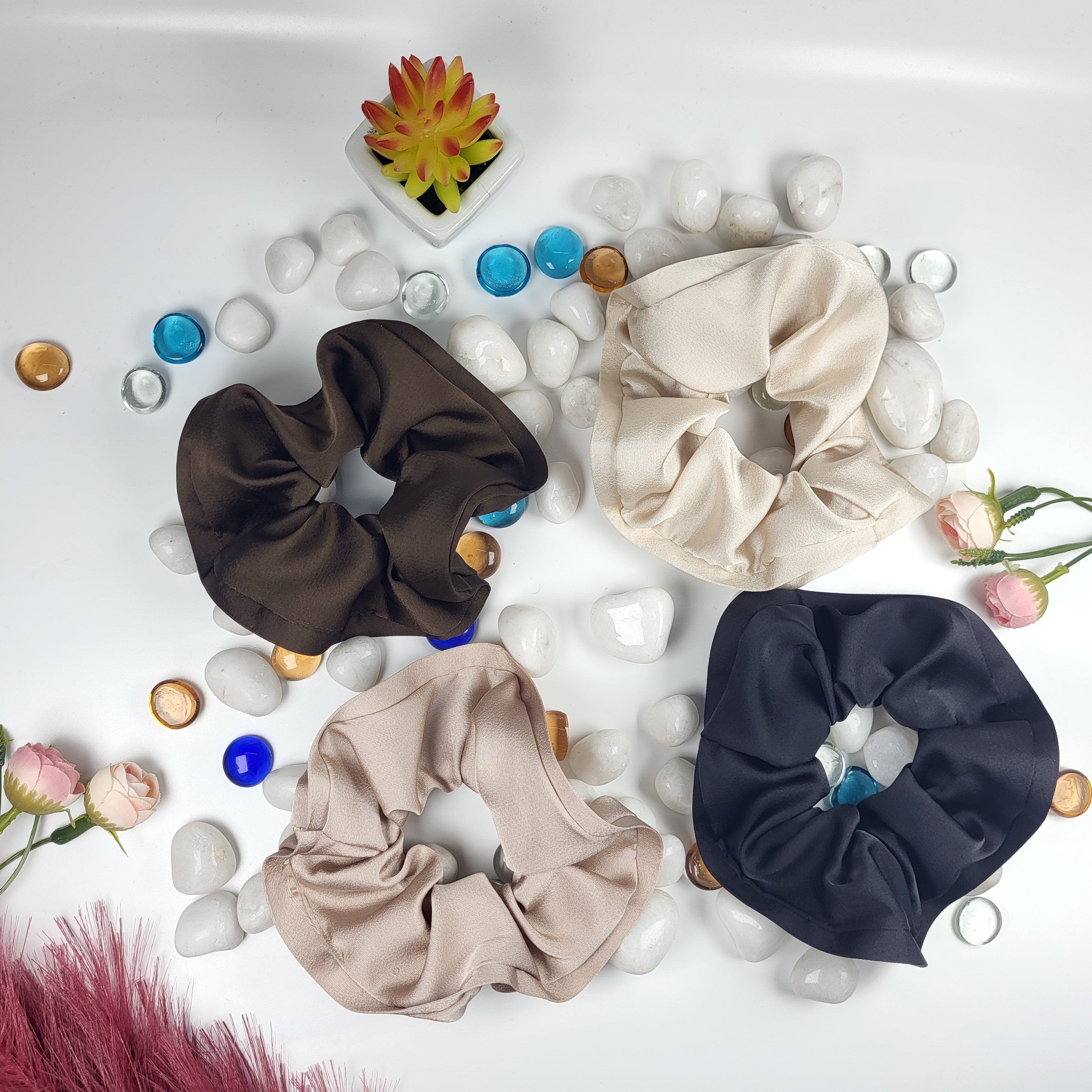 STYARAA Premium Satin Scrunchies for Women - Big Size