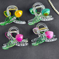 Plastic Glassy Look Tulip Hair Claw Clips