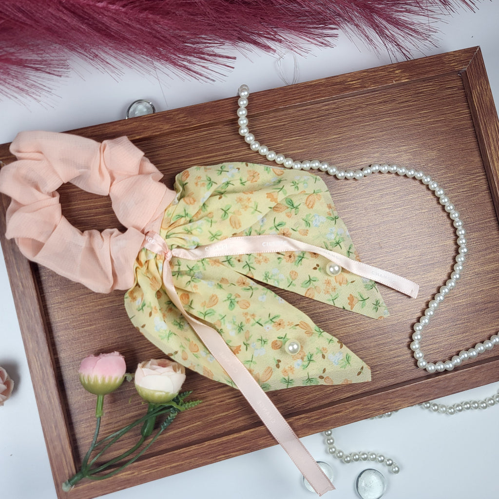 STYARAA Floral Ribbon Scrunchies with Long Tails