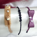 STYARAA Combo Hair Band Set (Pack of 3) | Teddy Pearl Tulle + Crystal Beaded  + Glitter Bow Headband for Girls