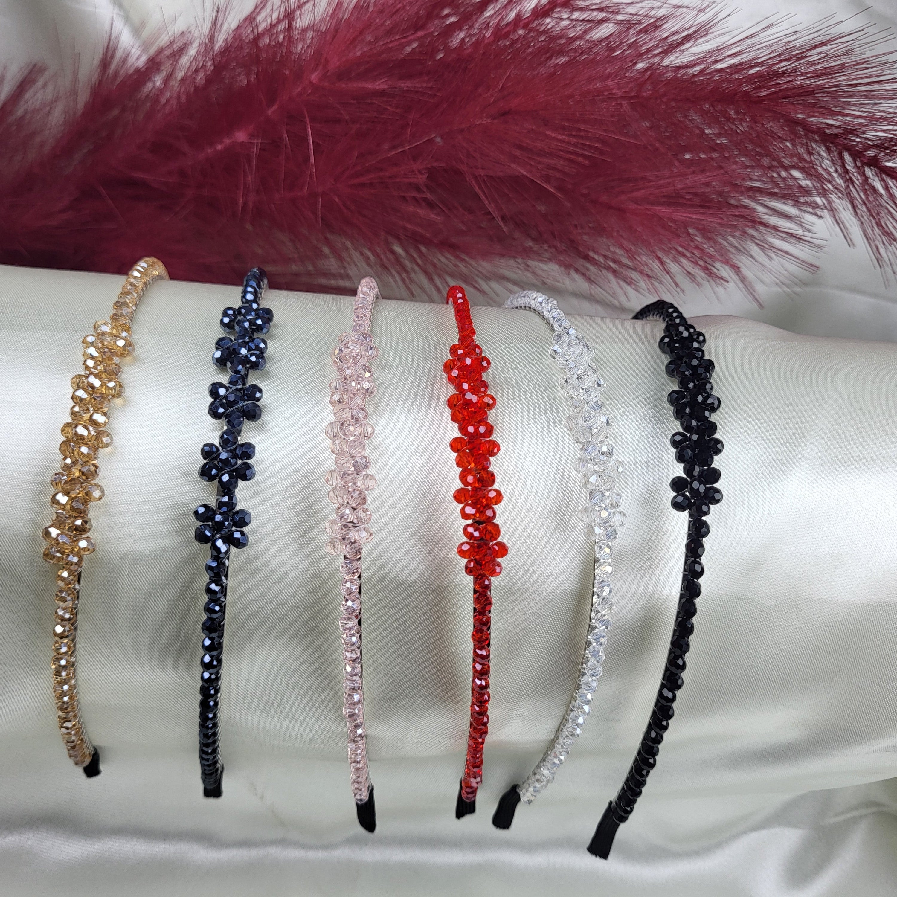 STYARAA Crystal Beaded Floral Hair Bands for Women & Girls