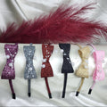 STYARAA Glitter Bow Hair Bands with Pearl Accents for Girls