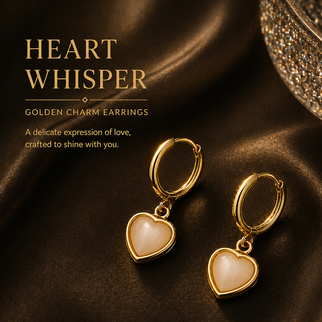 Golden Heart Whisper Hoops ✨
