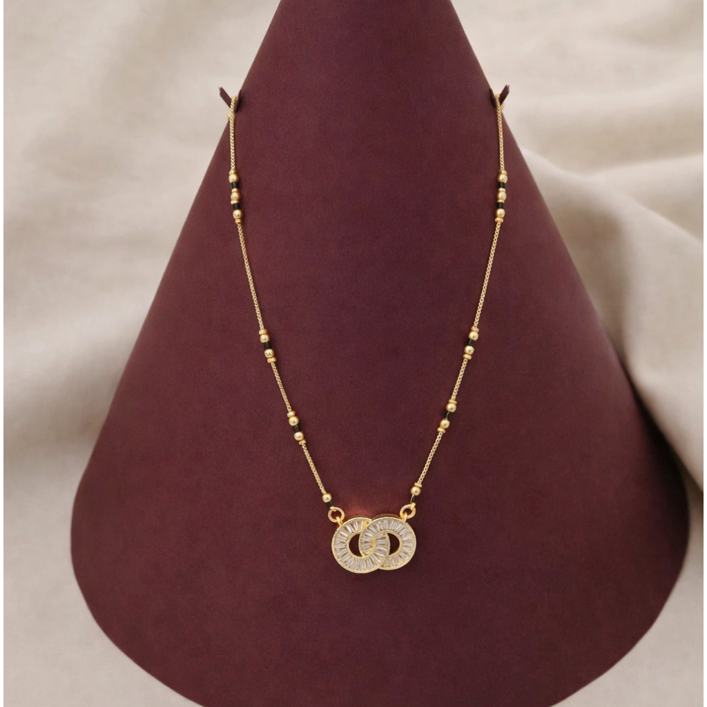 STYARAA Anti-Tarnish Double Circle Pendant Necklace - Mangalsutra