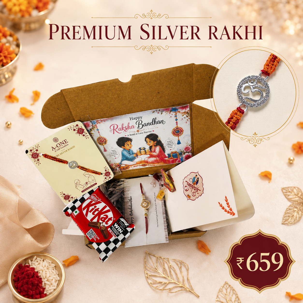 Rakhi Combo New 7 Silver
