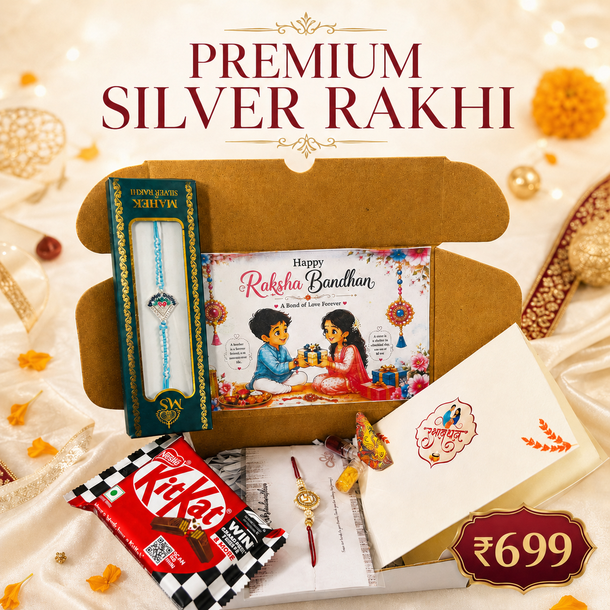 Rakhi Combo New 8 Silver