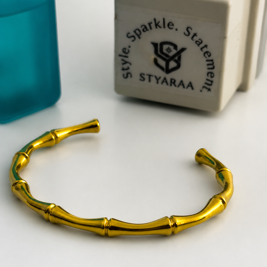 Bamboo Gold Cuff– 2.6 Inch