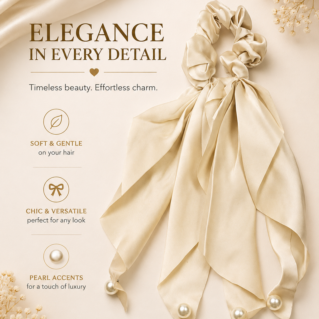 Luxury Pearl Tail Scrunchie