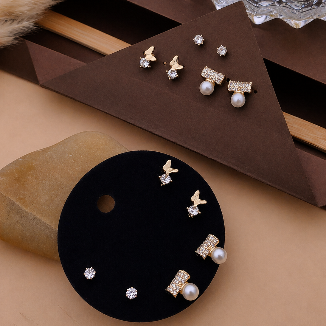 Chic Pearl Bow & Sparkle Stud Collection