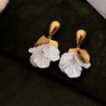 Chic Gold Leaf & Pearl Statement Earrings