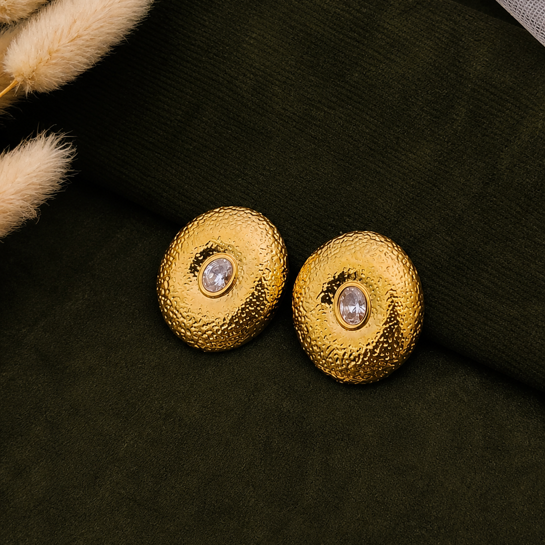 Bold Hammered Gold Statement Earrings