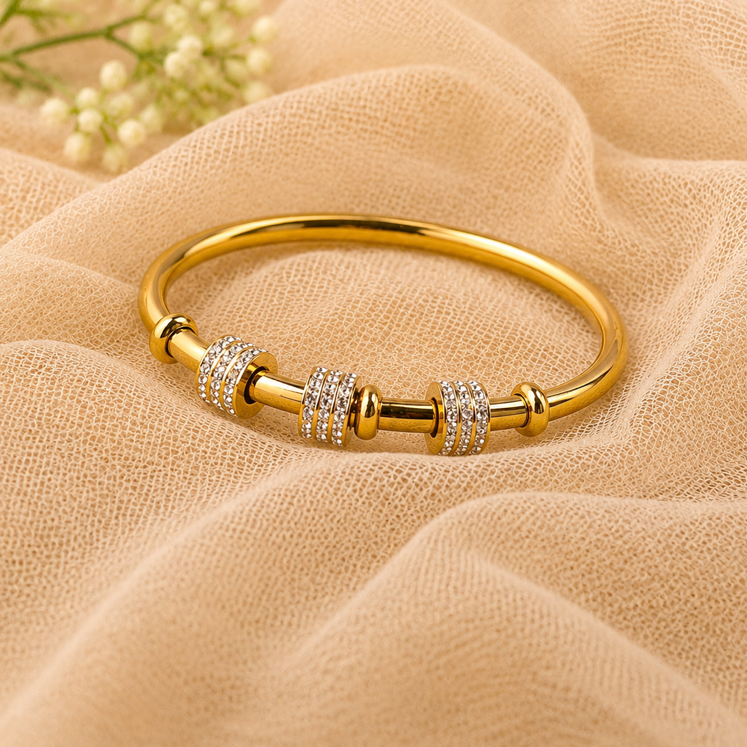 Radiant Crystal Charm Bangle - Size 2.6 to 2.8 inch
