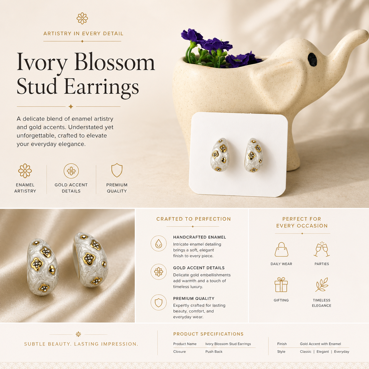 Ivory Blossom Stud Earrings