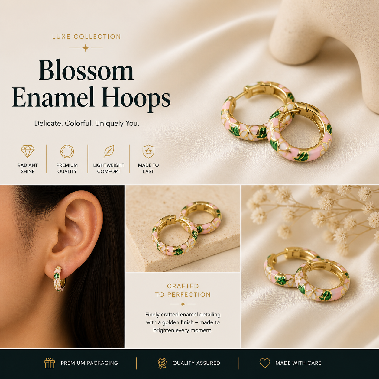 Blossom Enamel Hoops