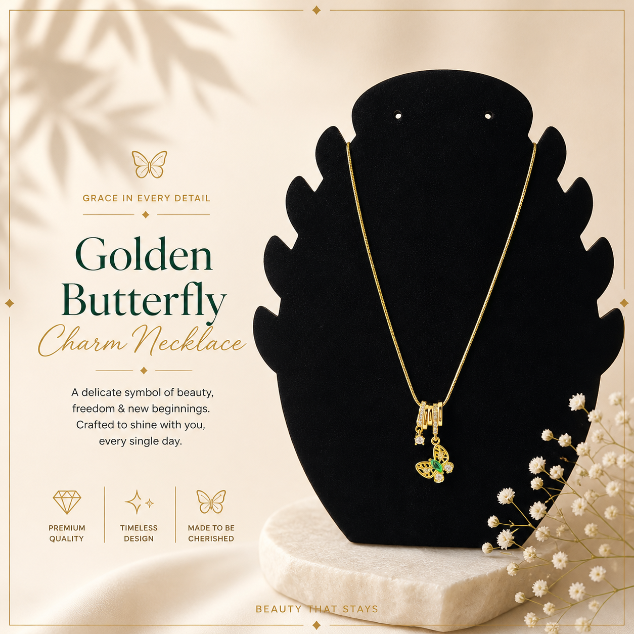 Green butterfly charm Chain
