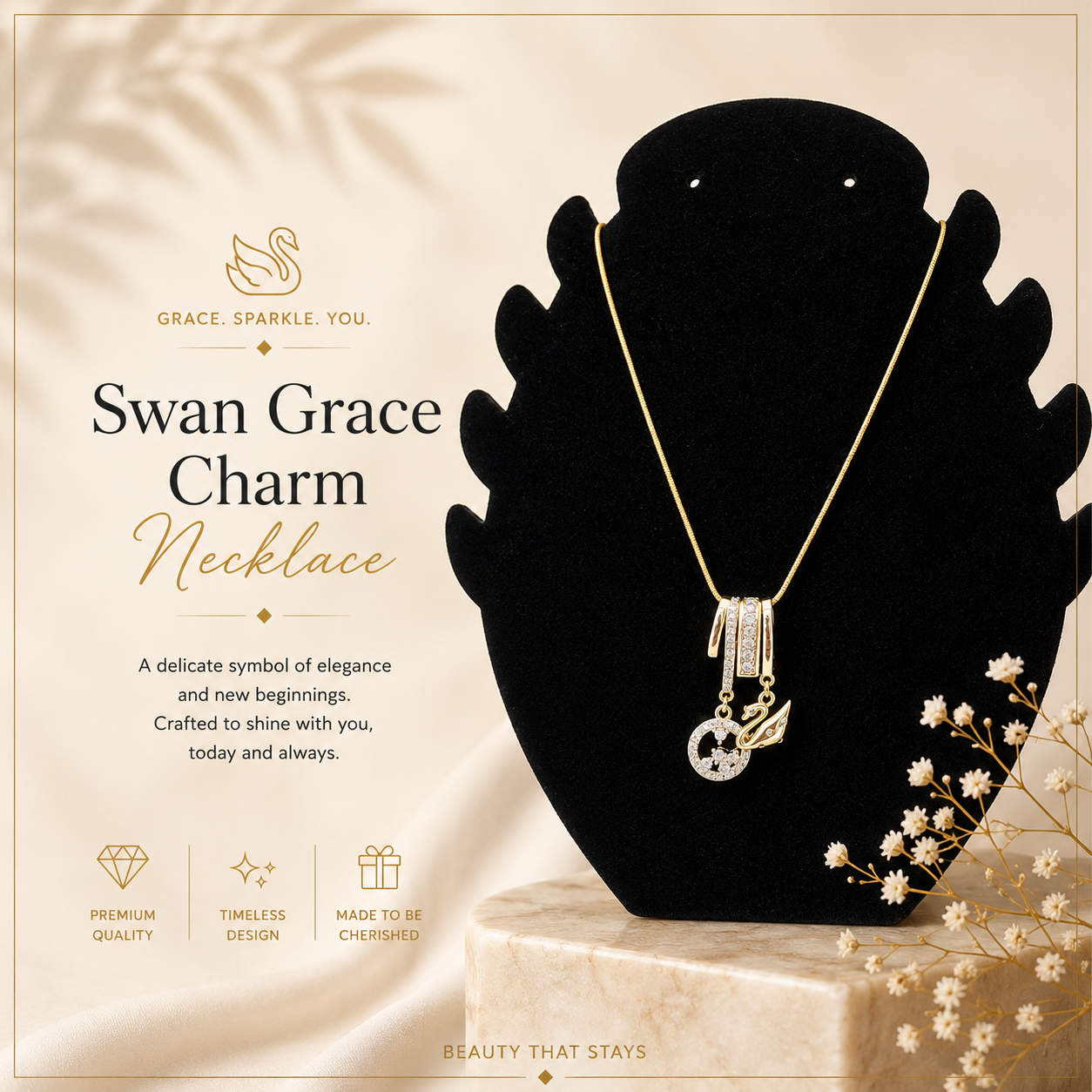 Swan Grace charm chain