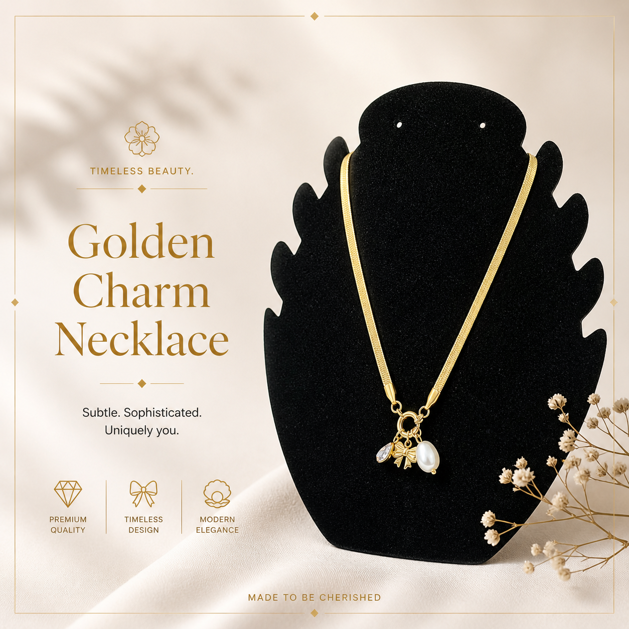 Luna Pearl Charm Necklace