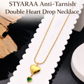 STYARAA Anti-Tarnish Double Heart drop necklace