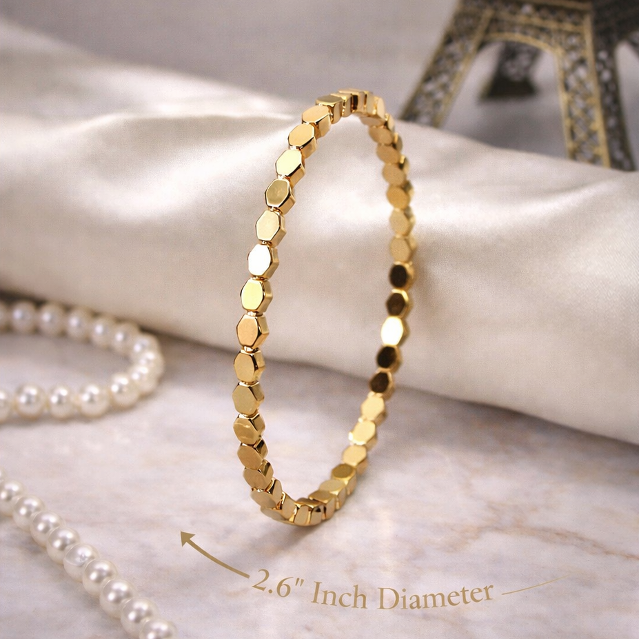 Elegant Gold Hexagon Bracelet – 2.6” Diameter
