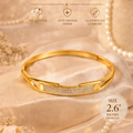 Gold-Plated Crystal Kada Bracelet - Elegant Anti-Tarnish Bracelet (2.6” Diameter)
