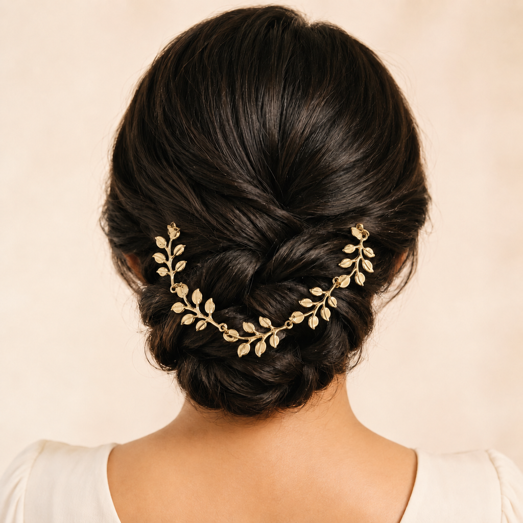 Elegant Golden Leaf-Vine Double Hair Comb