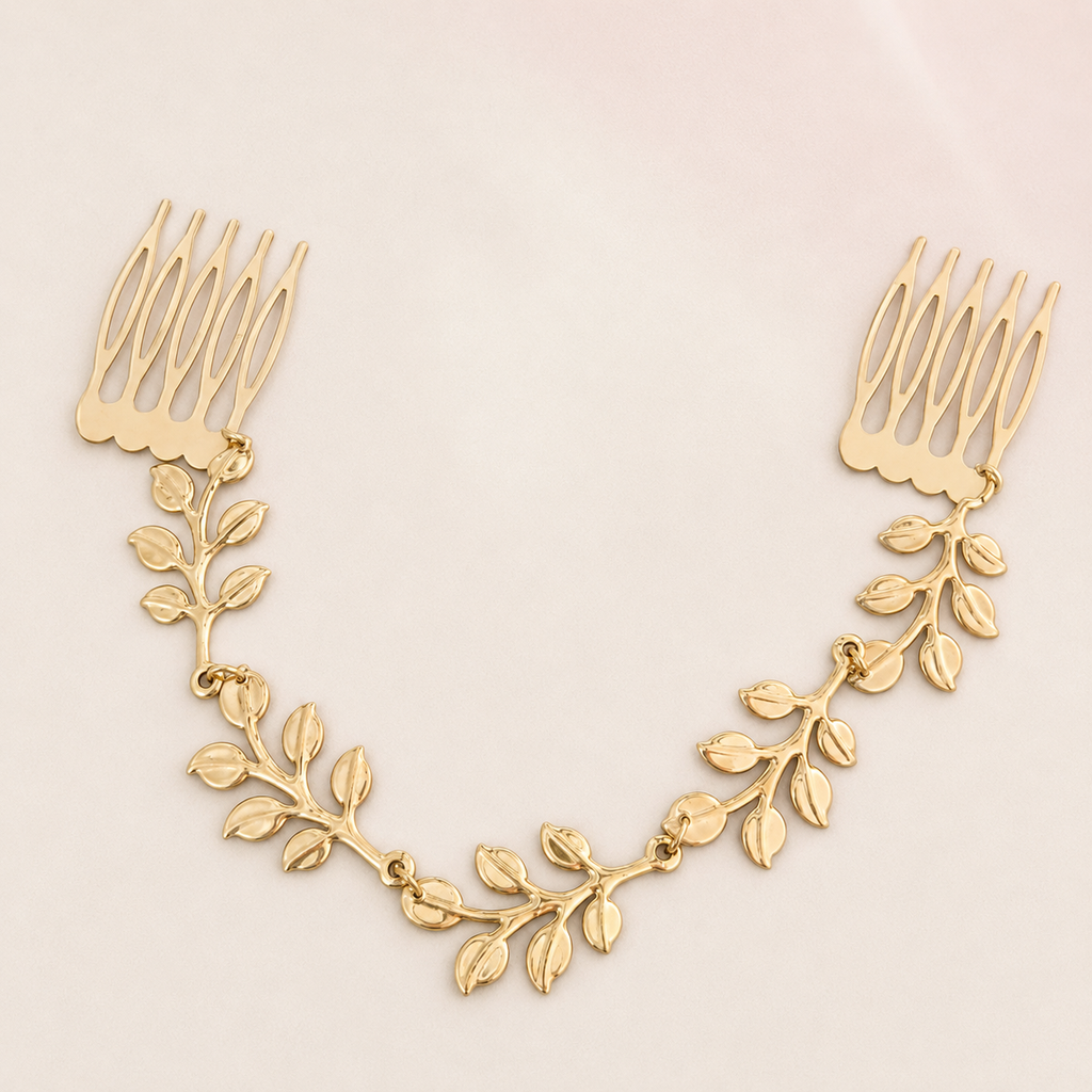Elegant Golden Leaf-Vine Double Hair Comb