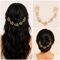 Elegant Golden Leaf-Vine Double Hair Comb