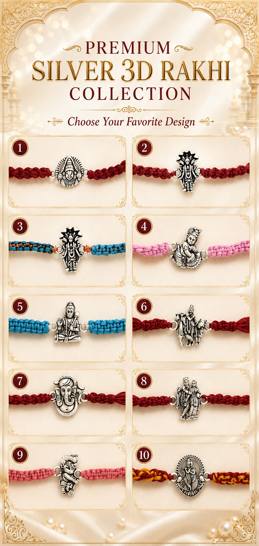 3D Silver Rakhi Combo 10