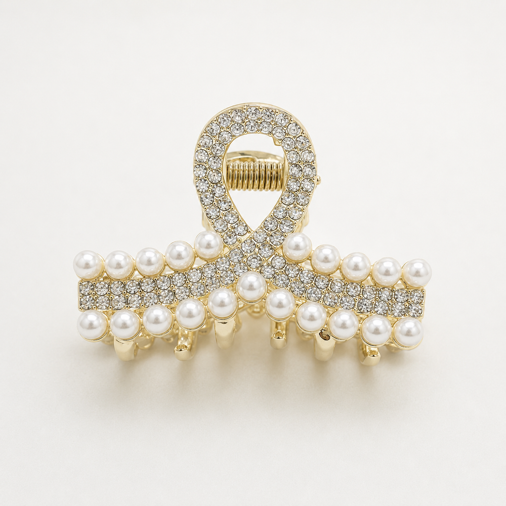 PARTYWEAR  METAL CLAW CLIP  with pearl and stones