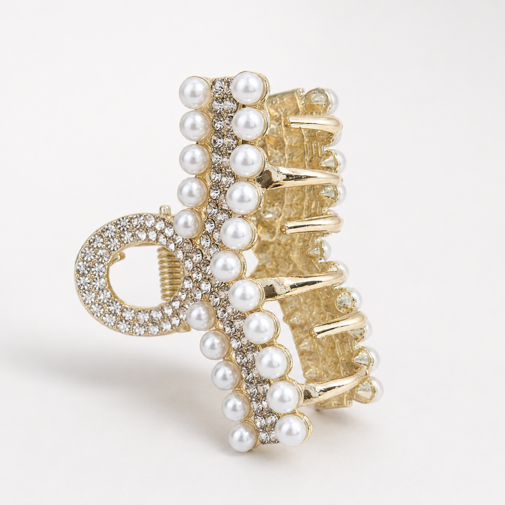 PARTYWEAR  METAL CLAW CLIP  with pearl and stones