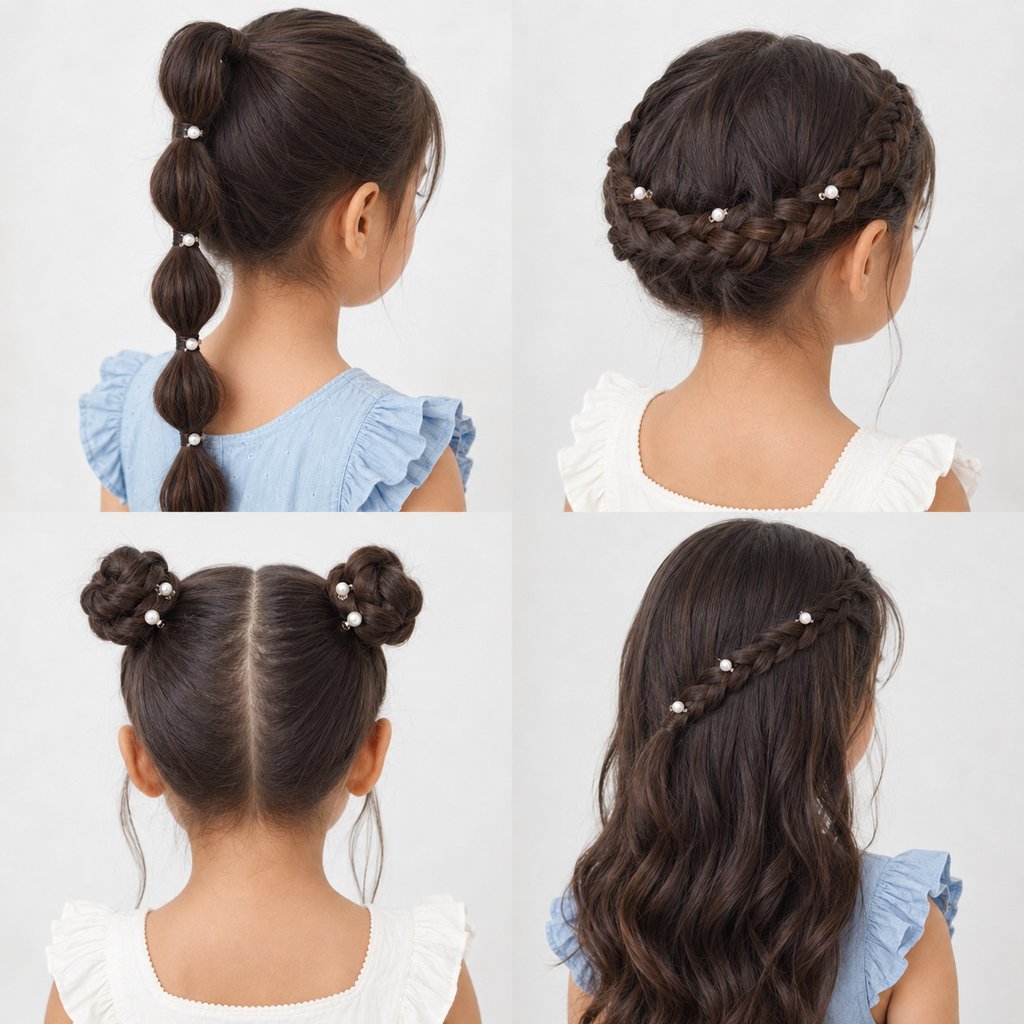 **Classic Pearl Hair Clips for Kids – Pack of 10** ✨
