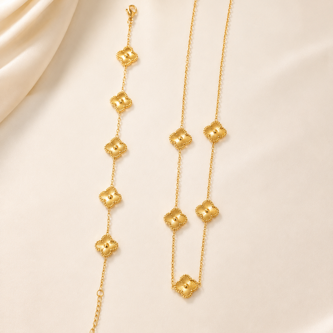 clover chain with bracelet  gold