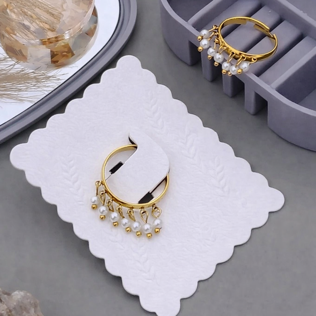 Anti Tarnish Trendy hanging pearl Ring