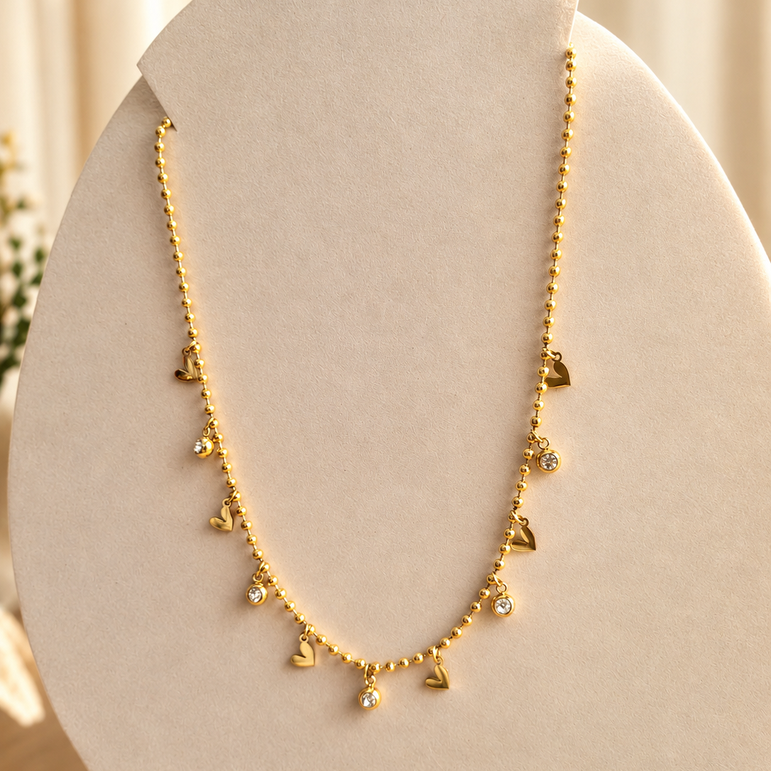 Mini heart and stone Necklace