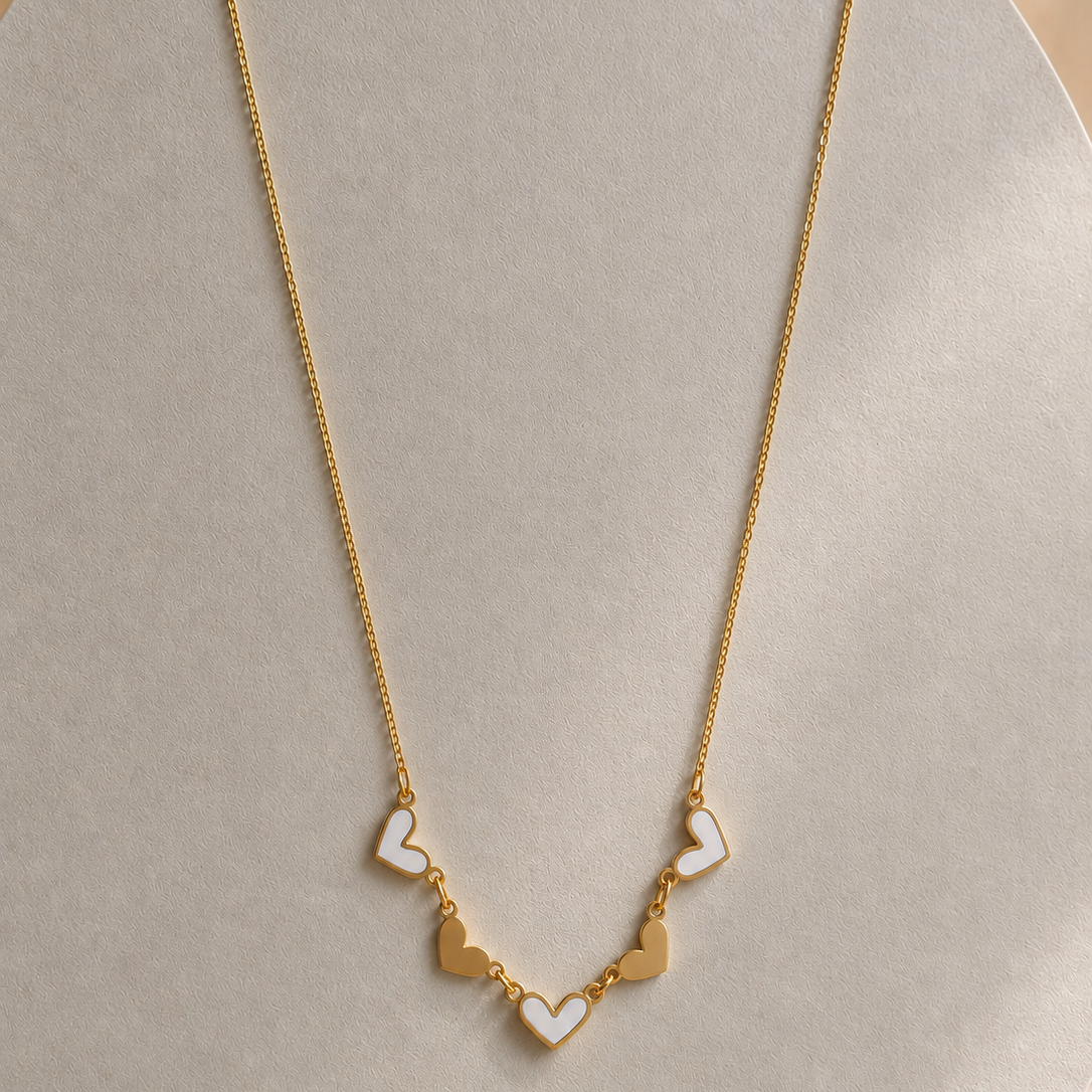 5 little hearts dainty chain