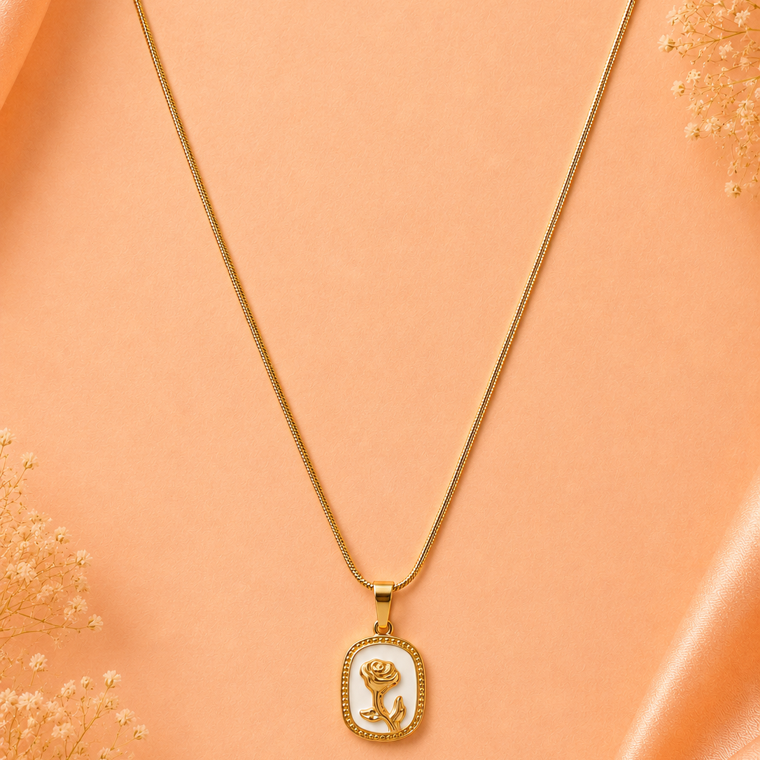 Golden rose pendent chain