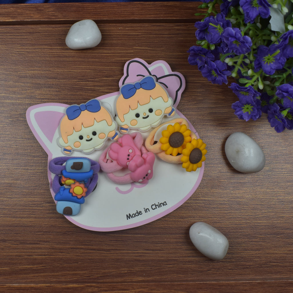 Cute Cartoon Hair Ties and Clips Set for Girls