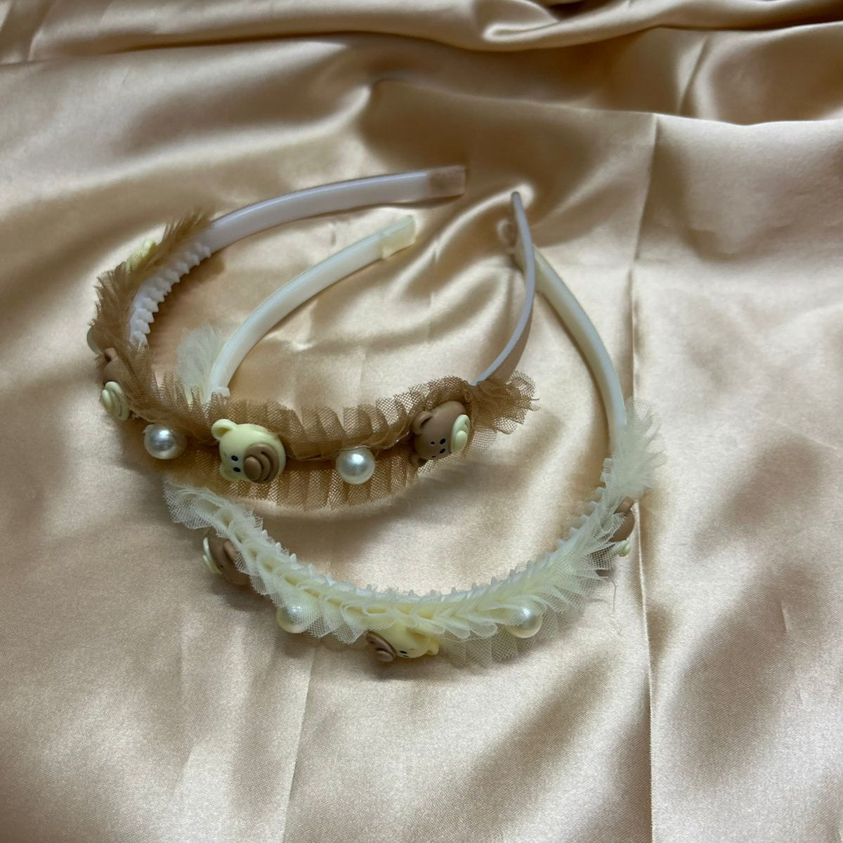 STYARAA Cute Teddy Bear Pearl Hairband Set for Girls
